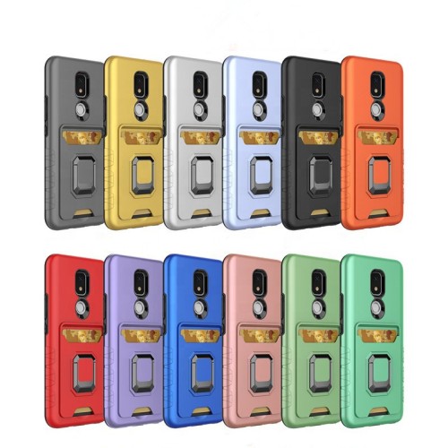 Hot selling magnetic ring stand phone case with card holder shockproof bumper phone case for Cricket Icon 3 case