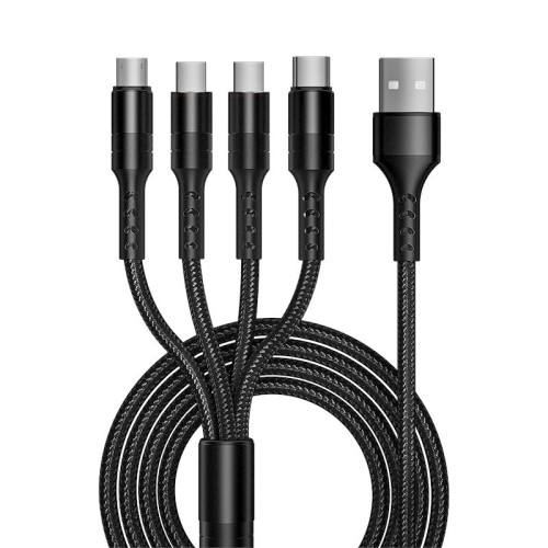 Wholesale 4in1 2.4A charging cable double IOS Type C Cable nylon braid Multiple Micro type-c USB Charging Data Cable for iphone