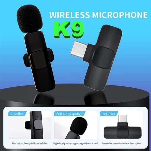 K9 Wireless Lavalier Microphone for Iphone Android Smartphone Single Lavalier Wireless Microphone Mini Clip Microphone