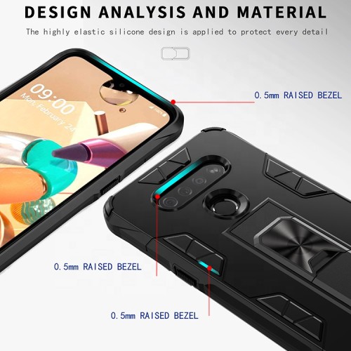 Premium Matte PC Bumper Mobile Phone Case for LG K51 with Hidden Kickstand Strong Suction Cellphone Case for LG Stylo 6