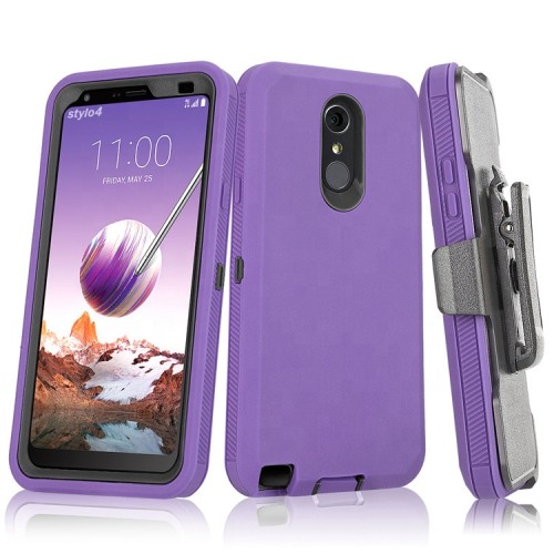 Belt clip pc tpu protective mobile phone cover for lg stylo 4, back cover case for lg stylo 4 case mobile phone