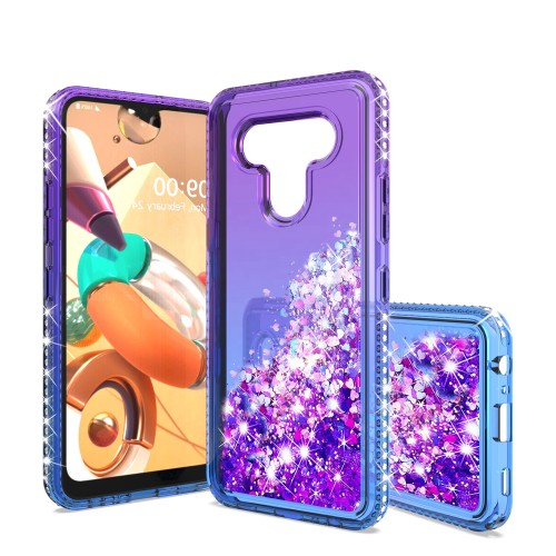 Tpu clear diamond pattern luxury slim shockproof case for lg k51, quicksand gradient back cover for lg stylo 6