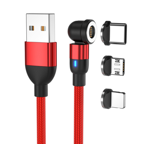 Wholesale 540 Rotation 3 en 1 micro mobile phones type c magnetic charging cable fast charging Usb Data Cable usb cable