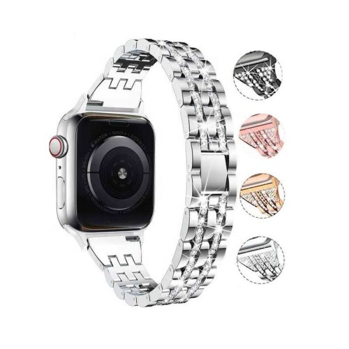 For Apple Watch Stainless Steel Band Diamond Bracelet Watch Bands Replacement Loop for iWatch Series 45 44 42 41mm