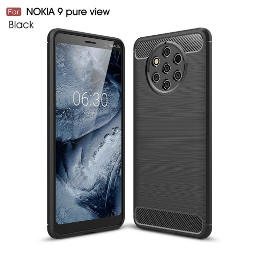 Shockproof carbon fiber back cover for nokia 9 pure view case mobile phone