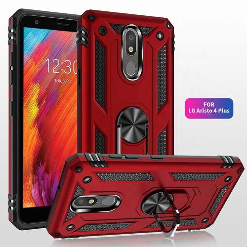 For LG Aristo 4 Plus Metal Kickstand Ring Phone Cover Strong Adsorption Magnetic Mobile Phone Case for LG Aristo 2 3