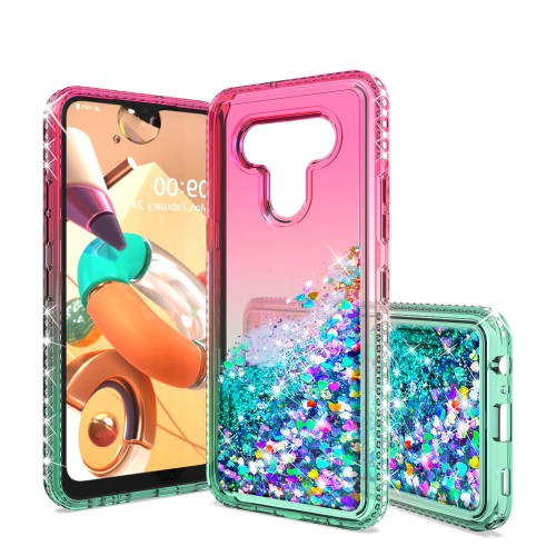 Tpu clear diamond pattern luxury slim shockproof case for lg k51, quicksand gradient back cover for lg stylo 6