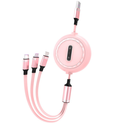3 in 1 Universal Retractable Multi Usb Charging Cable  Flexible usb data Cable for iphone/Type C/Android