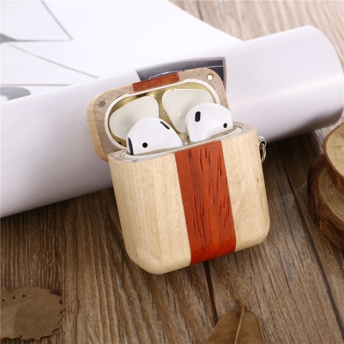 Handmade Wooden Earphone Accessories Case Natural Wood Protective Cover Wireless Charging Headset Case