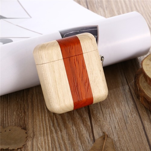 Handmade Wooden Earphone Accessories Case Natural Wood Protective Cover Wireless Charging Headset Case