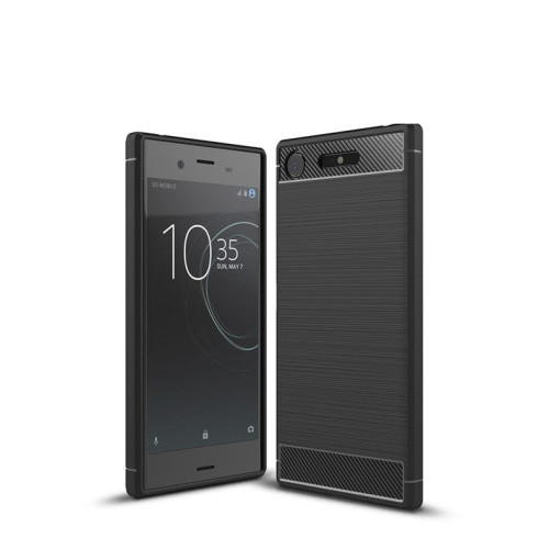 Protective Carbon fiber brush tpu soft  back cover case for sony xperia xz1