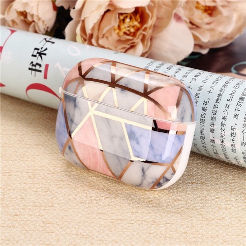 Earphone Charging Electroplating Lattice Pattern Shockproof Protective Headphone Case for iPhone
