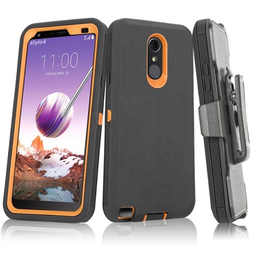 Belt clip pc tpu protective mobile phone cover for lg stylo 4, back cover case for lg stylo 4 case mobile phone