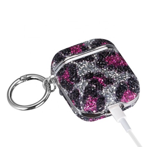 New Hot Selling Women Earphone Case Luxury Sparkle Glitter Diamond Headphone Case with Keychain