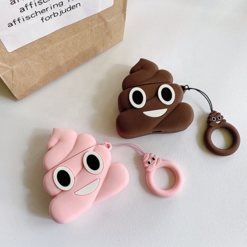 Cute Cartoon 3D Earphone Case with Keychain Silicone Shockproof Wireless Charging for iPhone Headphone Case