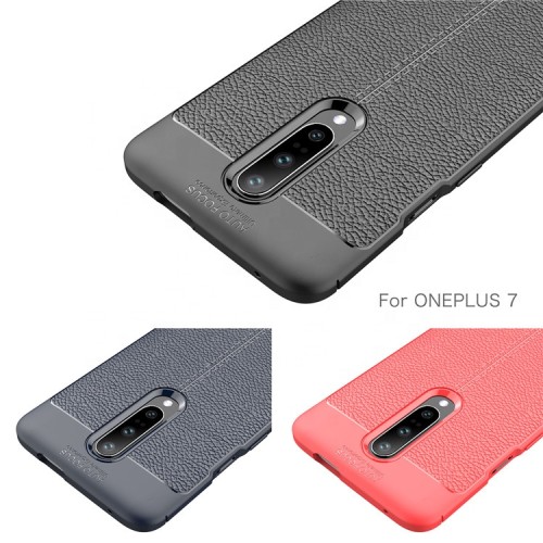 Leather Pattern Soft TPU Shockproof cell phone case back cover for oneplus 7