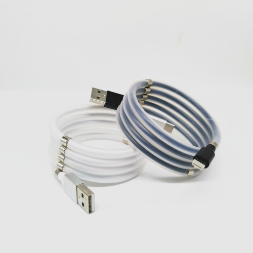Silicon magnetic suction mobile phone data cable USB Silicon phone charging cable for Iphon / type C / android