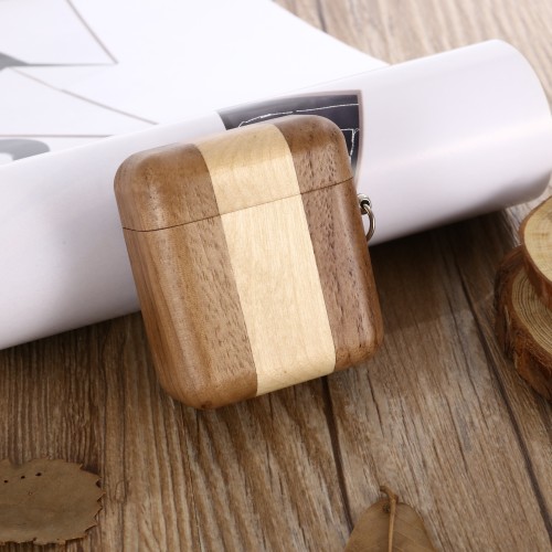 Eco-Friendly Wooden Earphone Case Full Protective Durable Wireless Charging Bamboo Headphone Case Cover
