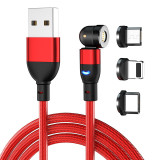 Wholesale 540 Rotation Magnetic Cable USB 2.4A Fast Charging Type C Cable Micro USB kabel Charging Cable for phone