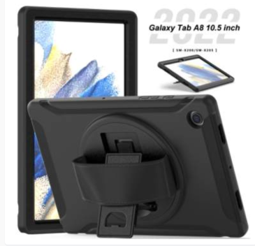 Laudtec 360 Degree Rotating Holder Silicone PC Tablet Case for Galaxy Tab A8 Tab A7 for iPad With Handle Strap