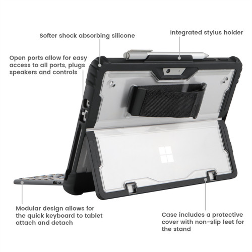 Laudtec Transparent Rugged Tablet Shell For Surface Pro 7, Shockproof Protective Cover For Microsoft Surface Pro 7 6 5 4 3 Case