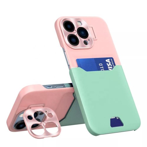 New Arrival Camera Protector Kickstand Phone Case for iPhone 11 12 13 14 Wallet Card Holder Hard PC Phone Case for iPhone 14 Pro