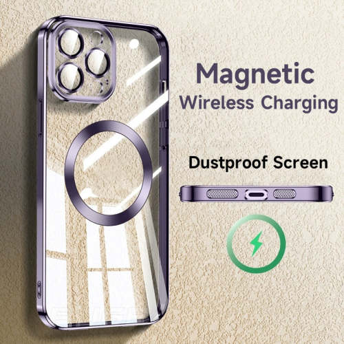 For Magsafe Magnetic Wireless Charging Case For iPhone 14 Plus 13 12 11 Pro Max Luxury Transparent Silicone Lens Protector Cover