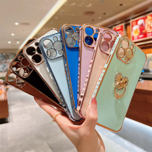 Electroplating Ring Is Suitable For IPhone14Promax Mobile Phone Case 13 Apple 12 Side Heart 11 Soft Shell X All-inclusive 7