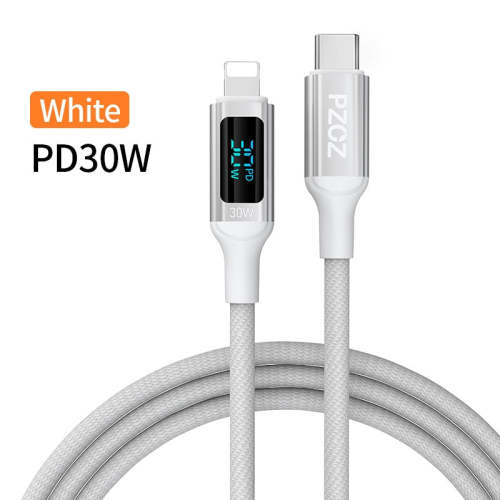 PZOZ 30W PD USB C Cable For iPhone 14 13 12 11 Pro Max Digital Display 20W Fast Charging USB Type C Cable Date Wire Code Charger