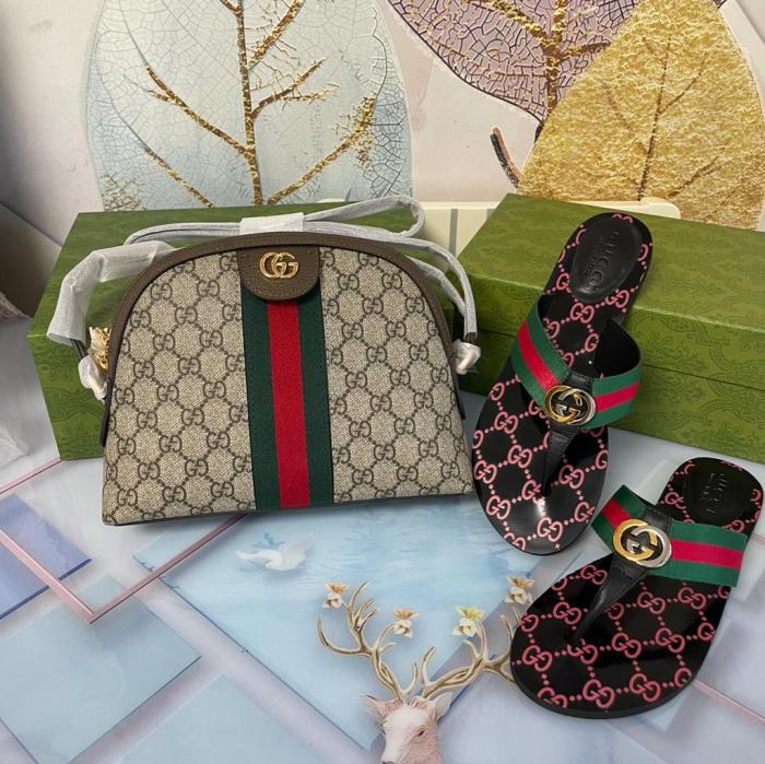 GUCCI bag + slides set for women