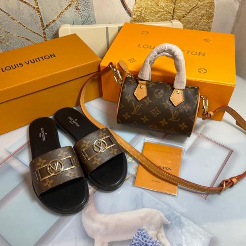 LV bag + Slides set for Women