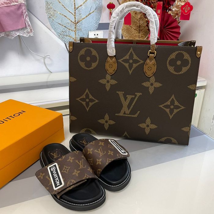 LV BAG + SLIDES SET