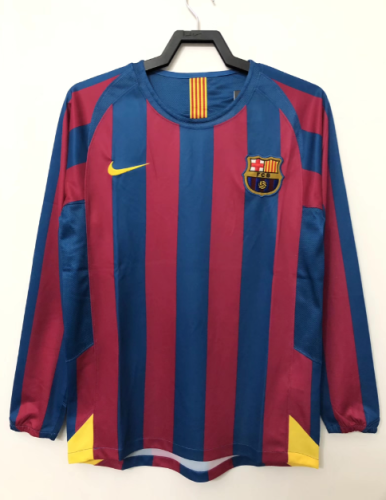 Barcelona 2005/2006 home retro shirt (long sleeve) Ronaldinho Messi