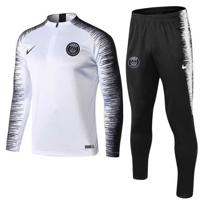 US$ 37.99 - PSG Paris Saint-Germain 2018/2019 1/4 zipper retro tracksuit  white - www.superfootballstore.com