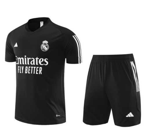 Real Madrid 2023/2024 short sleeve and shorts tracksuit black