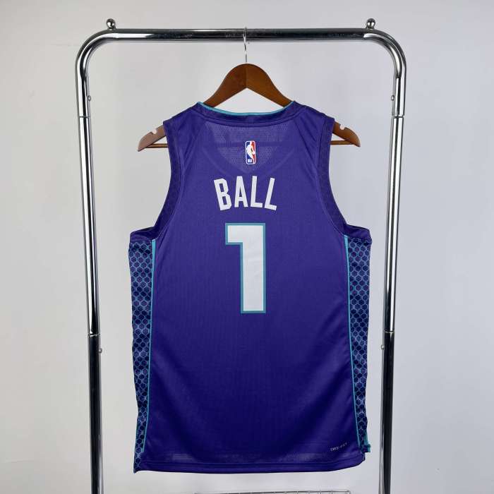 Charlotte Hornets NBA Shirt 2023 season Purple  BALL 1