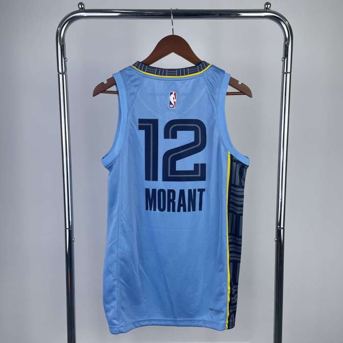 Memphis Grizzlies NBA Shirt 2023 Season Blue MORANT 12