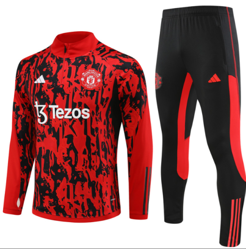 Manchester United 2023/2024 1/4 zipper tracksuit red and black