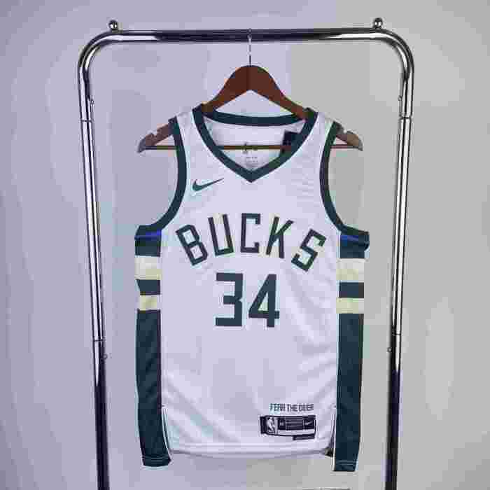 Milwaukee Bucks NBA shirt 2023 Season Home White ANTETOKOUNMPO 34