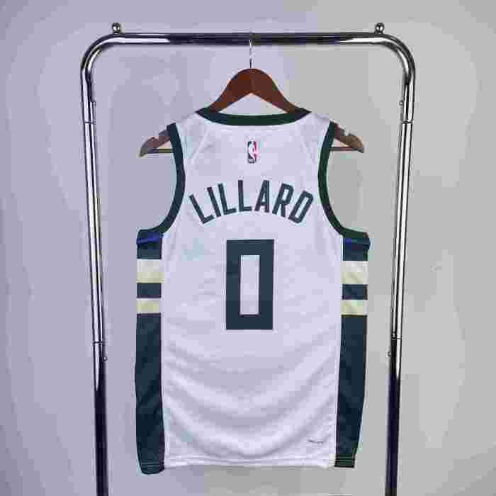 Milwaukee Bucks NBA shirt 2023 Season Home White LILLARD 0