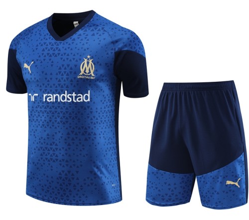 Marseille 2023/2024 short sleeve and shorts tracksuit blue