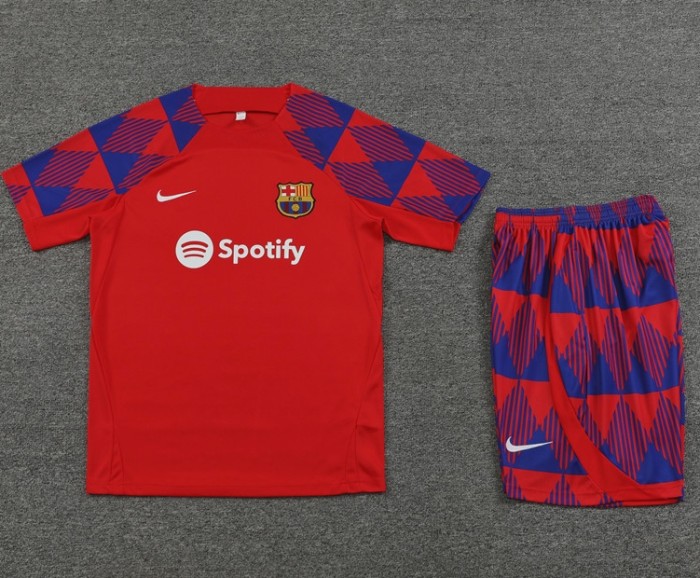 Barcelona 2023/2024 short sleeve and shorts tracksuit red