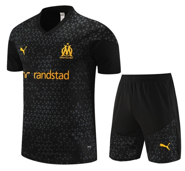 Marseille 2023/2024 short sleeve and shorts tracksuit black