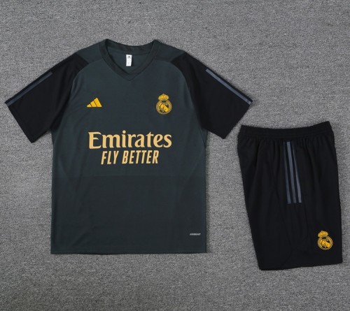 Real Madrid 2023/2024 short sleeve and shorts tracksuit dark grey