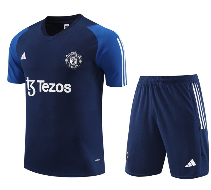 Manchester United 2023/2024 short sleeve and shorts tracksuit royal blue