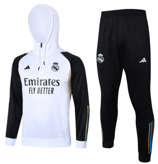 Real Madrid 2023/2024 hooded tracksuit white