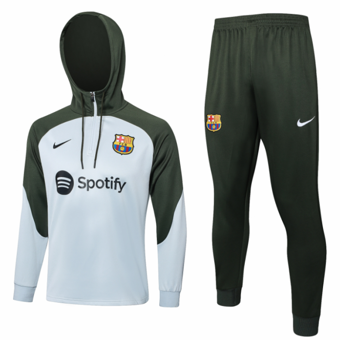 Barcelona 2023/2024 hooded tracksuit grey and green