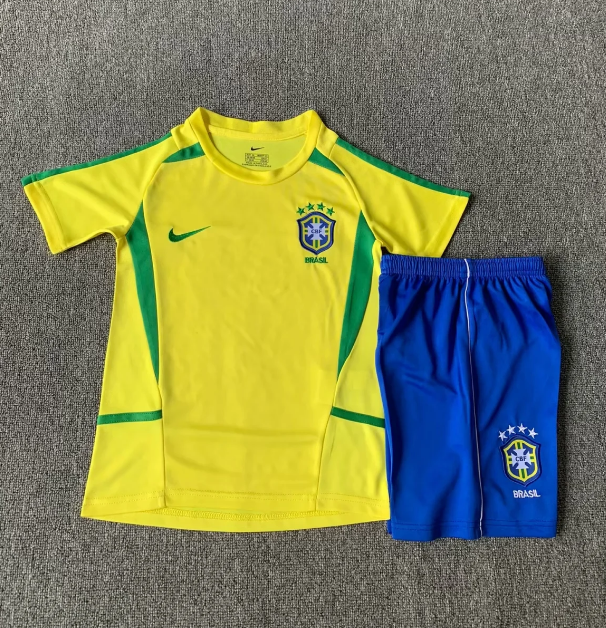 Brazil 2002 home retro kids kit (top+shorts)