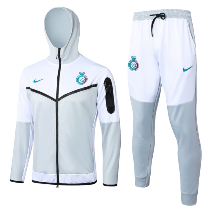 Al-Nassr FC 2023/2024 hooded tracksuit white and grey