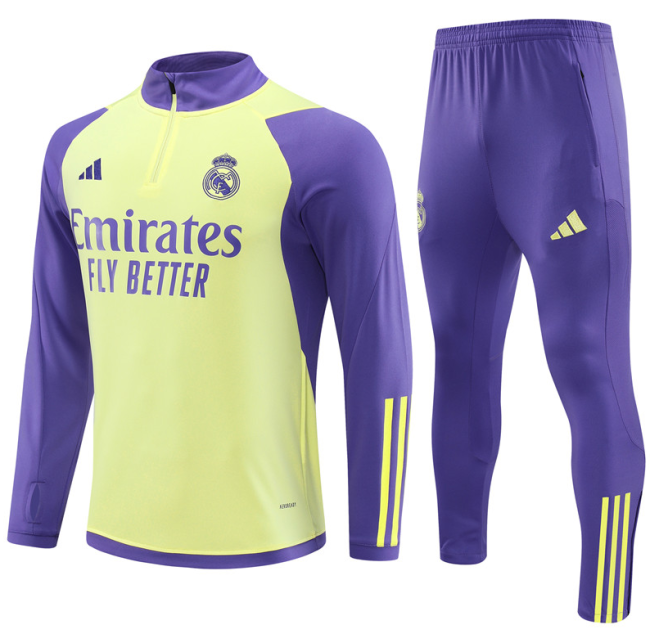 Real Madrid 2023/2024 1/4 zipper tracksuit yellow and blue